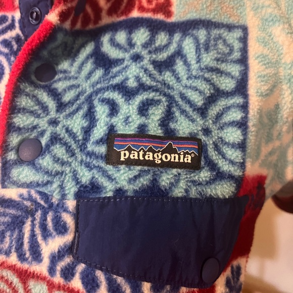 Patagonia Synchilla Snap-T Fleece Pullover XXS Patchwork Print Red Blue Vintage - Picture 3 of 14
